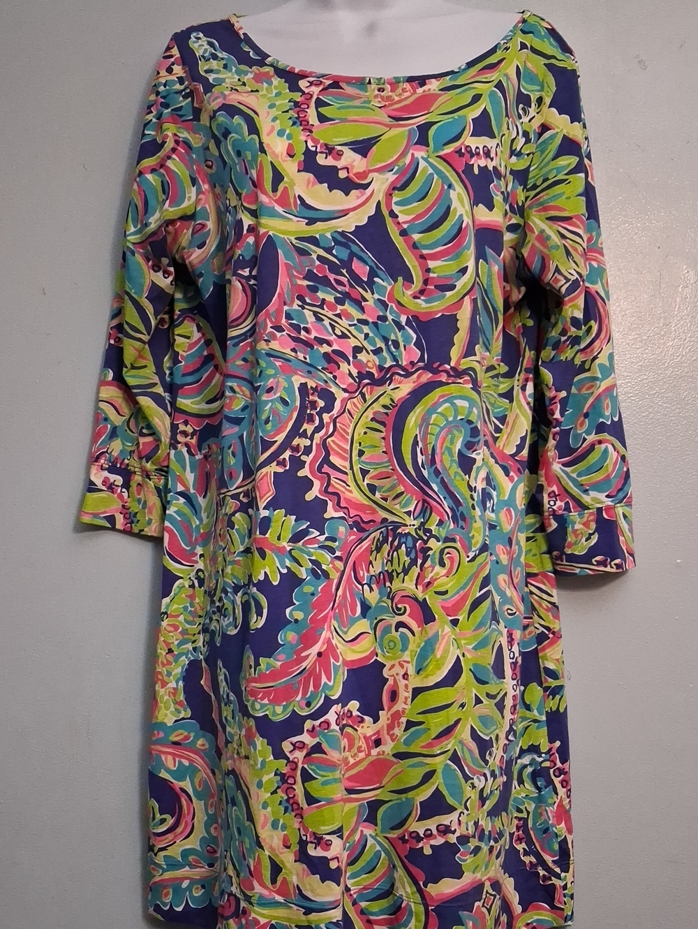 Lilly Pulitzer Size Large Women's Pima Cotton Multicolor Paisley Boatneck Dress